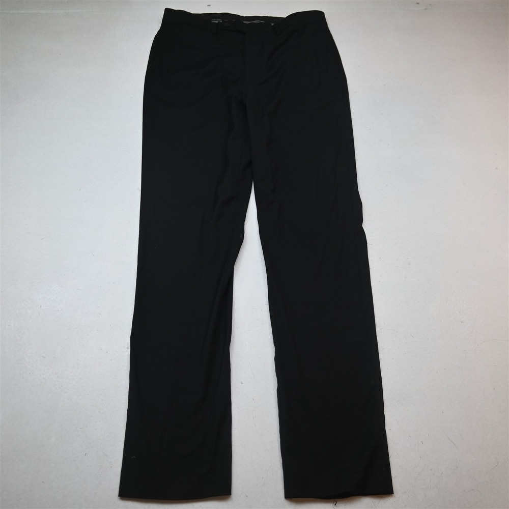 Calvin Klein 32x34 Black Flat Front Straight Dress Mens Pants